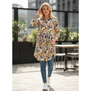เสื้อเชิ้ตวิสโคสทรงยาวสำหรับผู้หญิงไซส์ใหญ่ ลายดอกไม้ สไตล์ลำลอง เสื้อคลุมแฟชั่นเรียบง่าย ขายส่ง เหมาะสำหรับใส่ในชีวิตประจำวัน - Product Image 1