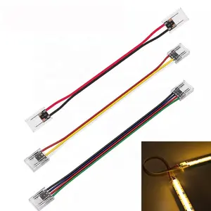 듀얼 엔드 투명 솔더리스 led 커넥터 FCOB DIM CCT RGB LED 스트립 6mm 8mm 10mm 2pin 3pin 4pin