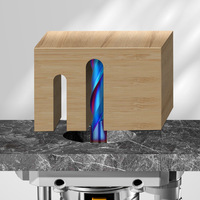 8mm Tige TCT Mortaisage CNC Nano Boule Bleue Nez Fraise 1/4 Routeur Bit Set 2 lames Top Spin Ball Head Straight Wood Cutter