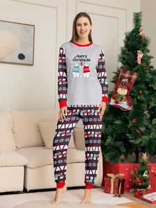 Novo Pulôver de Poliéster Plus Size para Pais e Filhos, Roupa de Casa com Estampa de Urso e Letras, Pijamas de Natal em Família - Product Image 3