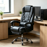 Fauteuil de bureau de direction en PU à dossier haut, inclinable, massant, rotatif, ergonomique, de luxe, réglable et pivotant – Vente en gros