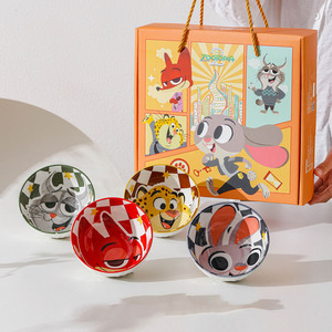 Ensemble <span class=keywords><strong>de</strong></span> 4 bols à riz en céramique Zootopia, cadeau, dessin animé Judy Nick, bols en <span class=keywords><strong>porcelaine</strong></span> sous glaçure, vaisselle pour enfants, boîte cadeau - Product Image 6