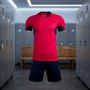 Men's Red Soccer Jersey Set Short Sleeve Crew Neck Moisture Wicking Breathable Quick Dry Polyester Athletic Fit All Seasons - Product Image 2