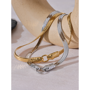 قلادة أنيقة للنساء من JINYOU 2931 من الفولاذ المقاوم للصدأ 35+7 سم على شكل ثعبان مع قلادة ضيقة على العنق من الذهب عيار 18 مطلية بقطع رقيقة من البولي فينيل كلورايد مجوهرات ساحرة مقاومة للحرارة N - Product Image 5