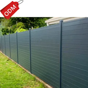 Pagar Modern logam privasi horizontal bubuk hitam dilapisi pagar aluminium
