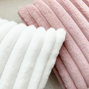 Hot Sale <strong>Faux</strong> Rabbit <strong>Fur</strong> Stripe Short Plush Cushion <strong>Pillow</strong> Covers Solid Color Square Shape-for Home Car Office or Sofa Decor