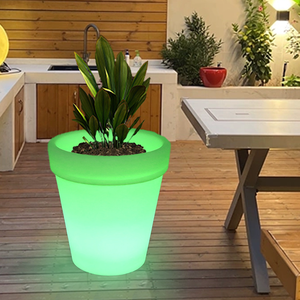 Vaso de Flor Redondo Iluminado LED à Prova d'Água IP65 Recarregável 16 Cores Plástico Leve para Uso em Casa e Jardim - Product Image 6