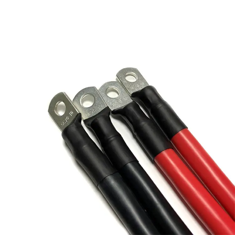 1/0 3/0 25mm2 25mm 35mm2 16MM 2AWG 6AWG automotriz M8 terminales de batería DC Cable de batería de coche arnés de cable Solar de silicona