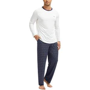 Premium <b>Men's</b> <b>Pajama</b> <b>Set</b> Bamboo Viscose Long Sleeve Sleepwear Plus Size Custom <b>Mens</b> Loungewear Modal Fabric Homewear - Product Image 1