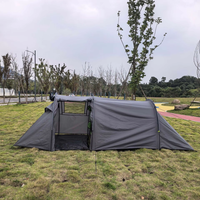 Tenda Terowongan Kamuflase Lapis Ganda Empat Musim untuk Berkemah di Luar Ruangan, Ruang Luas Multifungsi dengan Tirai Langit 2-in-1