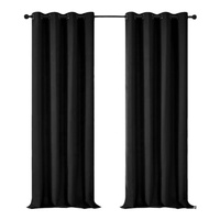 Rideaux occultants noirs Protection de la vie privée isolée thermique solide moderne 2 panneaux de rideaux pour la décoration textile à la maison