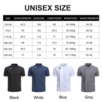 Travail uniforme unisexe Polo femmes cuisine 2034 Chef vestes Stretch séchage rapide tissu à manches courtes hommes Chef manteau pas de marque