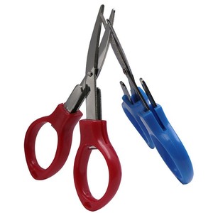 Mini Scissors Stainless Steel ABS Red Blue Portable Folding Home Office Use V Shaped Cutters - Product Image 1