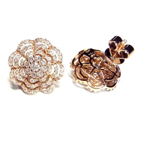 Boucles d'oreilles clous Grace Bridal en or blanc 18 carats avec diamants roses SI, design trèfle, style vintage, cadeau pour mariage, anniversaire, fête, or rose - Product Image 3