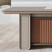 Bureau de direction en forme de L de luxe léger, table de bureau en bois avec armoire latérale, serrure à code et boîte à câbles pour bureau de directeur