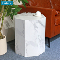 Meuble de luxe en pierre frittée naturelle Calacatta White, table console d'appoint à plateau polygonal pour appartement, villa, hôtel, salon