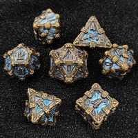 Jeu de dés polyédriques en métal antique, 7 pièces, avec chiffres en relief pour les jeux de rôle sur table D&D