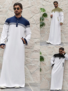 Abaya a Maniche Lunghe del Medio Oriente Thobe Kanzu Abbigliamento Musulmano Maschile Islamico Abito Abaya Saudita per Uomo Veste Araba per Uomini 2025 - Product Image 4