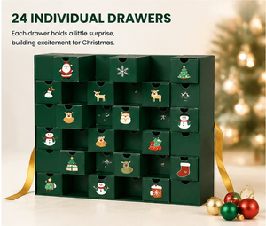Green Christmas Drawer Gift Box with Ribbon Rigid Cardboard Empty Mystery Box for Holiday Surprise Packaging and Luxury Gifts - Product Image 5