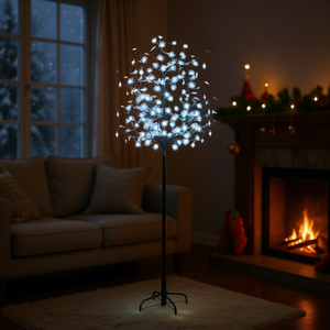 7 Ft Cool White Plastic Christmas <b>Tree</b> Decorative <b>Lighting</b> For Festive Holiday Atmosphere - Product Image 2