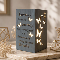 Boîte en bois avec veilleuse LED, bois massif, gravure personnalisée, veilleuse photo, OEM/ODM disponible, taille et forme personnalisables
