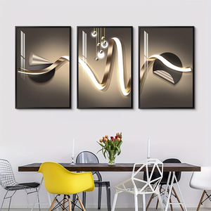 Set Moderno di Tre Poster Astratti su Tela, Stampa a Trasferimento Termico, Murale di Lusso per Decorazione <span class=keywords><strong>Parete</strong></span> <span class=keywords><strong>Soggiorno</strong></span>, Natura Morta su Carta - Product Image 4