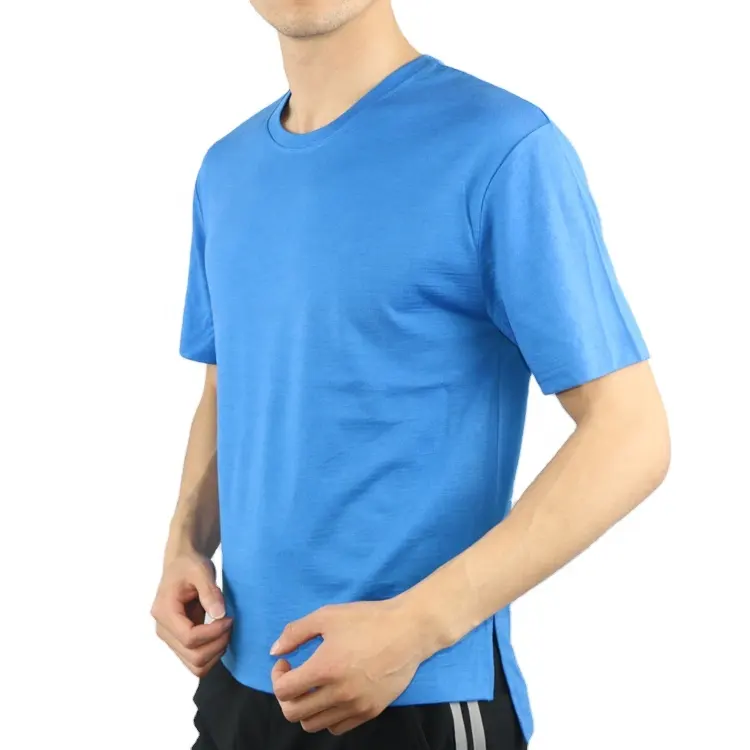 Camiseta masculina de lã merino, camiseta de manga curta para academia, jogging, tamanho grande, 100%