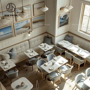 Table carrée en marbre moderne de qualité supérieure, chaise en cuir, <span class=keywords><strong>banquette</strong></span> blanche, sièges écologiques, café-<span class=keywords><strong>restaurant</strong></span> commercial - Product Image 3