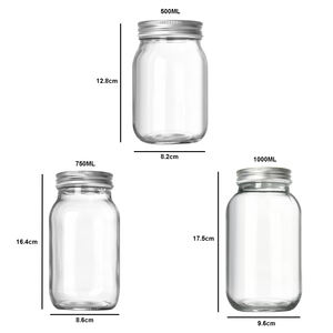 Ventes en gros de bocaux de conservation en verre personnalisés imprimés de 4 oz, 8 oz, 16 oz, 32 oz, 64 oz, avec <span class=keywords><strong>bouchon</strong></span> en plastique, qualité alimentaire, design antique pour l'emballage alimentaire - Product Image 2