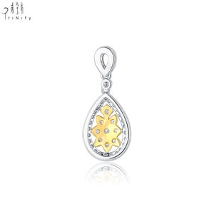 Proveedor de Hong Kong, Joyería Fina de Diseño Vintage Único y Elegante, Colgante de Diamante Natural con Corte Brillante en Oro Blanco y Amarillo Sólido de 18K - Product Image 3