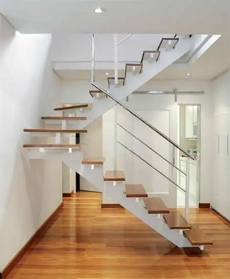 CBMmart Stainless Steel beam Straight Stairs Minimalist Design And Mono Stringer Anti-Slip Treads Staircase Stairs