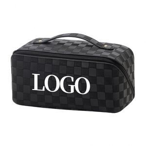 Custom logo Outdoor Girl Luxury Plaid Travel Professional Organizer <b>Makeup</b> Storage Toiletry Bag Travel Cosmetic Bags - Product Image 5