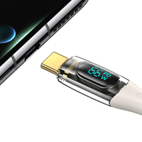 Kabel Pengisi Daya USB C Kuat USAMS Layar LED 1.2M 2M 20W PD Tipe-C Pengisi Daya Cepat Kabel Data untuk iPhone
