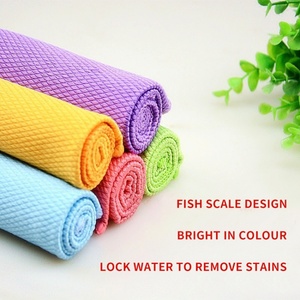 Chiffon de polissage en verre 30x40cm Chiffons d'écailles de poisson <span class=keywords><strong>Serviette</strong></span> de cuisine Chiffon de nettoyage en microfibre - Product Image 3