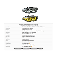 Ensemble de phares LED DRL bicolores Spoon Ikon pour BMW Série 3 F30 F35 2013-2018 avec lentille de projecteur