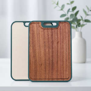 Planche <span class=keywords><strong>à</strong></span> <span class=keywords><strong>découper</strong></span> en <span class=keywords><strong>bois</strong></span> de Sapele et paille de blé PP, épaisse, double face, antidérapante, de qualité alimentaire, grande taille, pour la cuisine et la préparation des aliments et des <span class=keywords><strong>légumes</strong></span> - Product Image 3