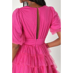 <span class=keywords><strong>Abito</strong></span> da donna personalizzato OEM di alta qualità a pois tinta unita con scollo a V <span class=keywords><strong>Tulle</strong></span> manica <span class=keywords><strong>Mini</strong></span> <span class=keywords><strong>Mini</strong></span> <span class=keywords><strong>abito</strong></span> multistrato - Product Image 6