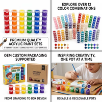 Peintures acryliques certifiées EN71-3 non toxiques, 3 ml, 6 couleurs, en bandelettes portables à base d'eau pour enfants, toile, verre, peinture DIY