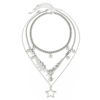 Hip Hop Spice style Star pendentif collier mode perle chaîne en métal collier mode femmes clavicule chaîne personnalité tour de cou