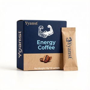 Café Instantáneo Tostado Botánico Mixto 10g*10 Sobres, Caja de Papel Kraft Azul Marino con Diseño de Granos de Café, para Camping al Aire Libre, OEM, Venta al por Mayor - Product Image 3