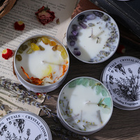 Lilin Aroma Kedelai dalam Stoples, Lilin Wangi Buatan Tangan Kristal Bunga Kering dalam Kaleng Logam Perak Mewah, Dekorasi Rumah Pernikahan