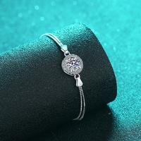 Bracelets minimalistes en argent sterling S925 avec moissanite taille ronde 1, 2 et 3 carats VVs1, cadeau pour femme pour un usage quotidien