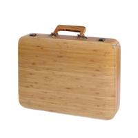 Boîte de rangement artisanale en bambou naturel avec poignée et loquet métallique pour sac à main, valise, papeterie, cadeaux et emballages