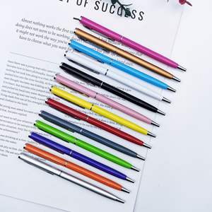 ปากกาลูกลื่นอลูมิเนียมสีสันสดใสปากกาลูกลื่นบางสำหรับโฆษณาโรงแรมสั่งทำได้ - Product Image 3