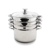 Ensemble de cuisine Prestige de haute qualité, 5 pièces, ustensiles de cuisson en acier inoxydable, cuiseur vapeur, design minimaliste écologique, polissage miroir, verre