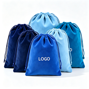 Pochette de rangement en velours avec cordon de serrage, logo personnalisé, sac en velours doux pour cosmétiques, bijoux, bonbons de mariage, cadeaux de fête - Product Image 1