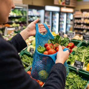 Sacs en filet réutilisables en gros avec logo personnalisé pour supermarchés et commerces de détail - Product Image 1