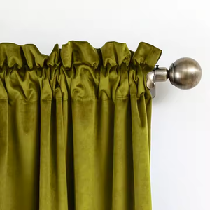 Rideaux de fenêtre modernes demi-occultants vert chasseur tissu tissé à isolation thermique doux pour chambre salon maison hôtel - Product Image 1