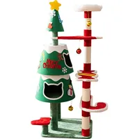 Arbre à chat de Noël en sisal résistant aux griffures, stable, avec maisonnette intégrée, multifonctionnel, pour le jeu et le griffage des chats