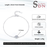 Bracelet à breloques en gros en argent sterling 925 plaqué rhodium, style classique, avec pierre de zircon solitaire, bijoux pour femmes et unisexe